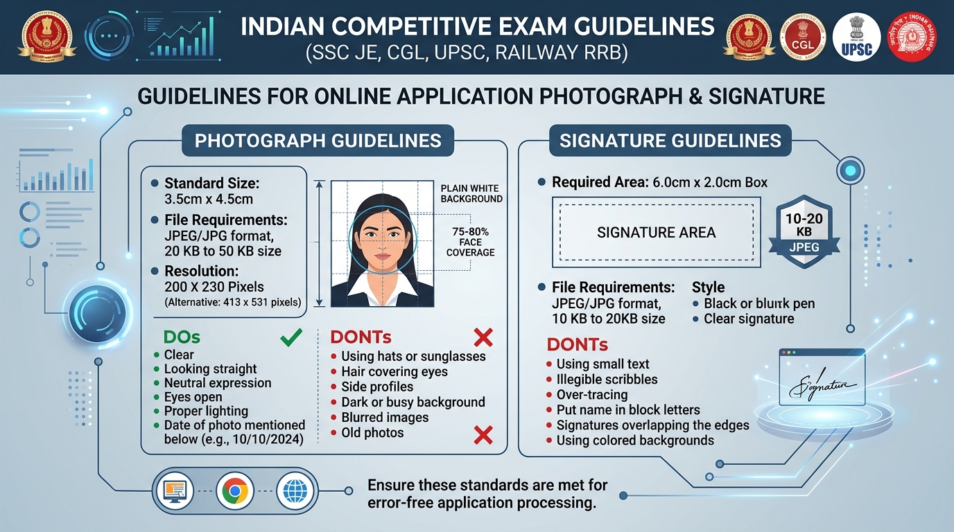 Indian Competitive Exam Photo and Signature Guidelines